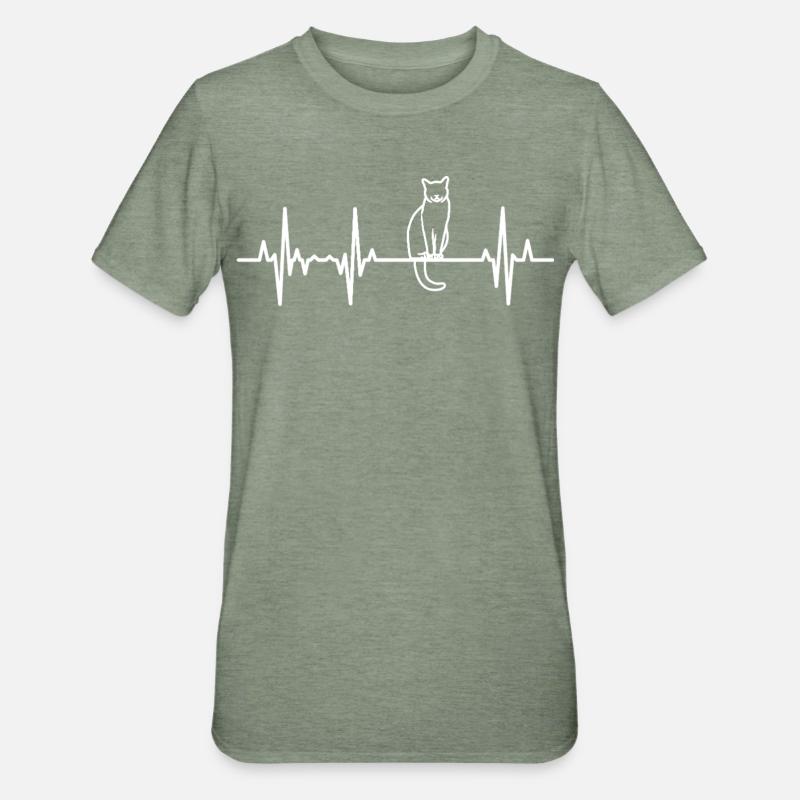 Palpitations cardiaques de chat - T-shirt polycoton Unisexe - vert kaki chiné