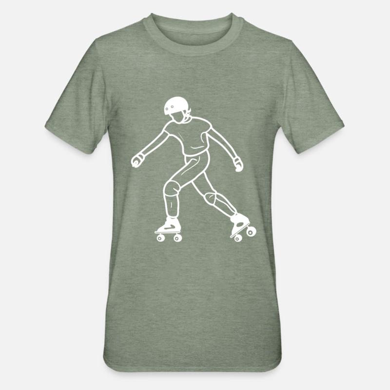 Roller Skating Drawing - Unisex Polycotton T-Shirt - heather military green