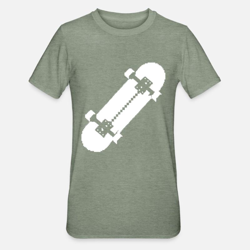 Skateboard Pixel Kunst - Unisex Polycotton T-Shirt - Militärgrün meliert