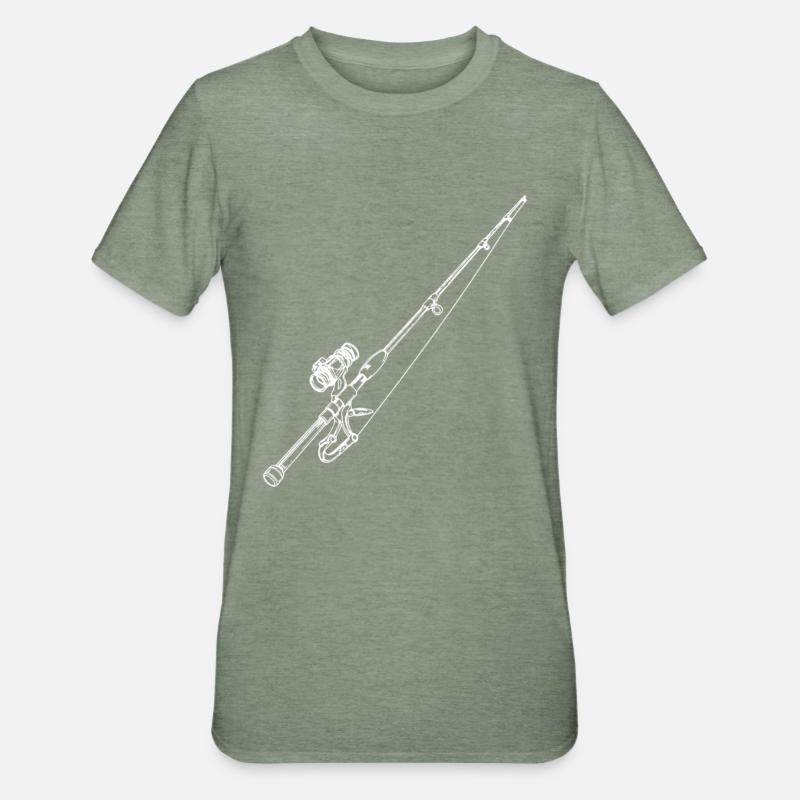 Dessin de canne à pêche - T-shirt polycoton Unisexe - vert kaki chiné