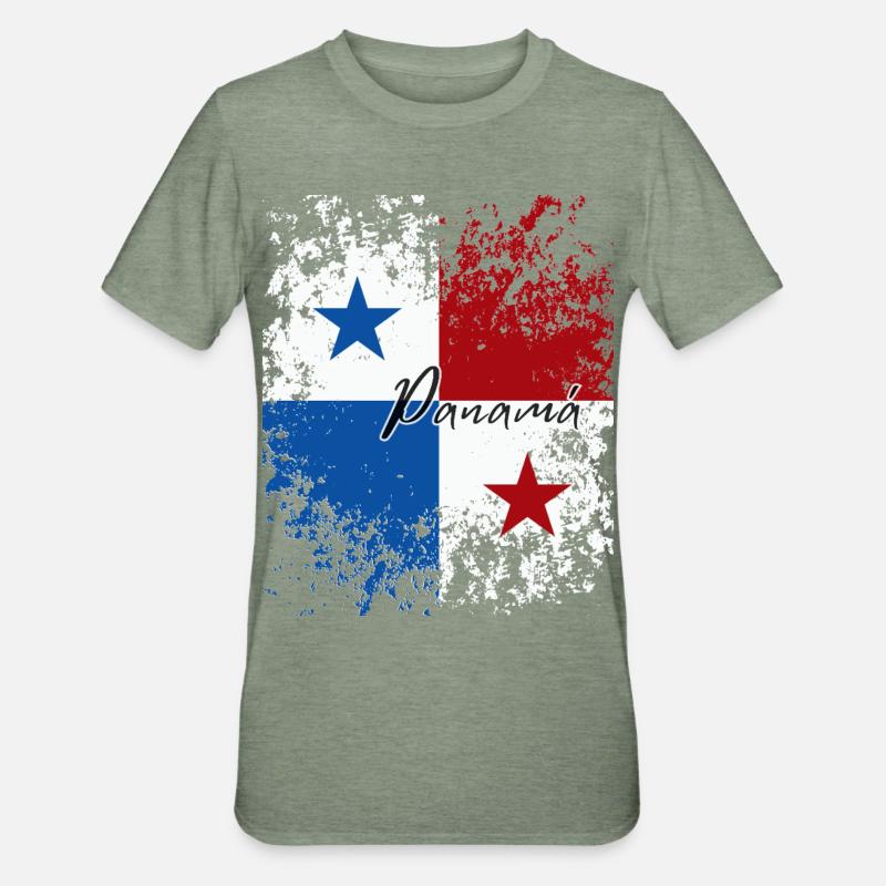 Fierté panaméenne, drapeau panaméen - T-shirt polycoton Unisexe - vert kaki chiné