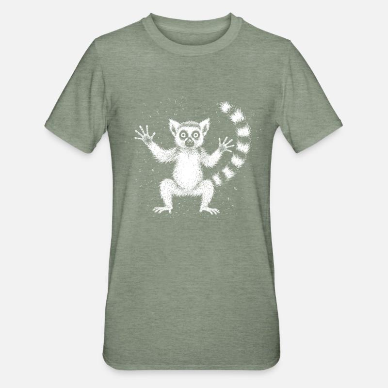 Lémurien - T-shirt polycoton Unisexe - vert kaki chiné