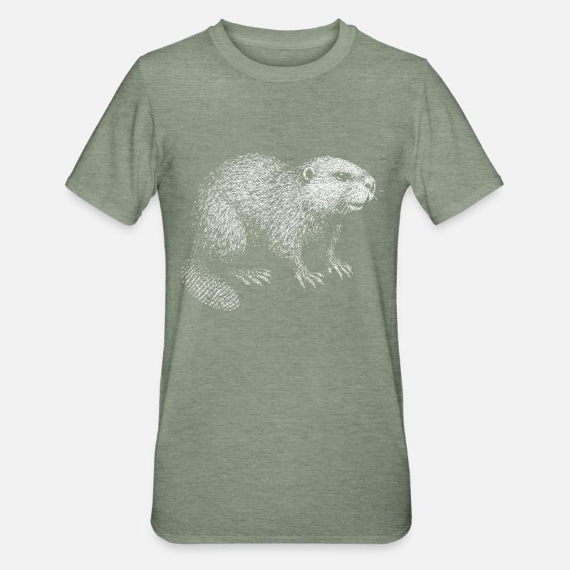 Ein Biber - Unisex Polycotton T-Shirt - Militärgrün meliert