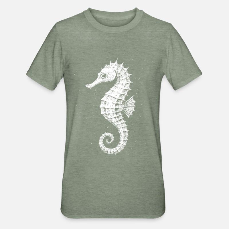 Hippocampe - T-shirt polycoton Unisexe - vert kaki chiné