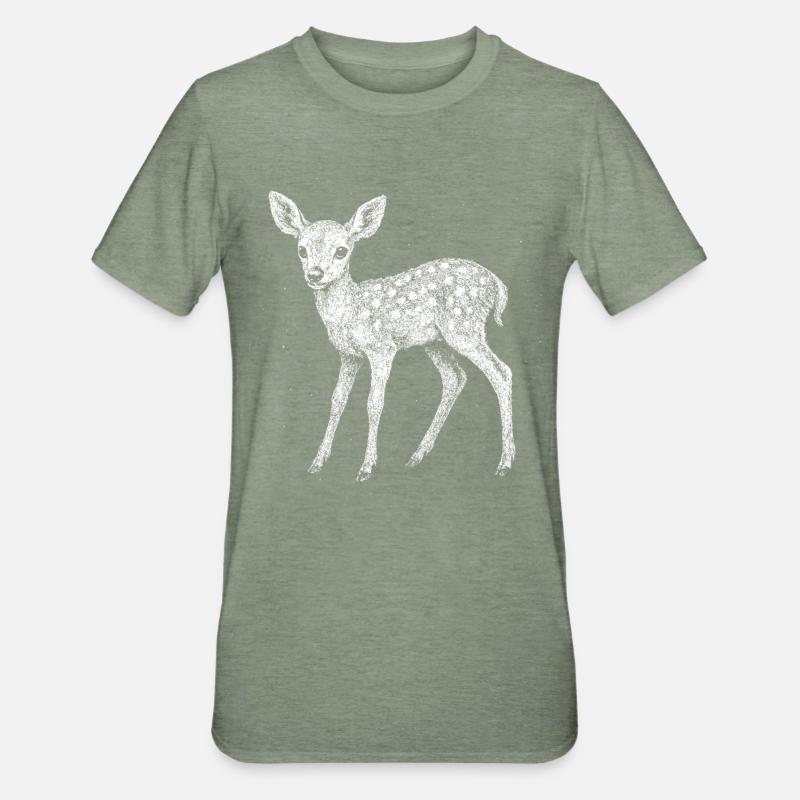 Rehkitz - Unisex Polycotton T-Shirt - Militärgrün meliert