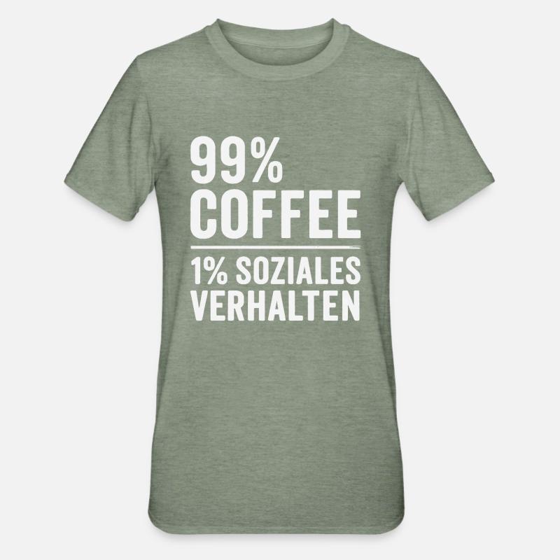99 % Café - T-shirt polycoton Unisexe - vert kaki chiné