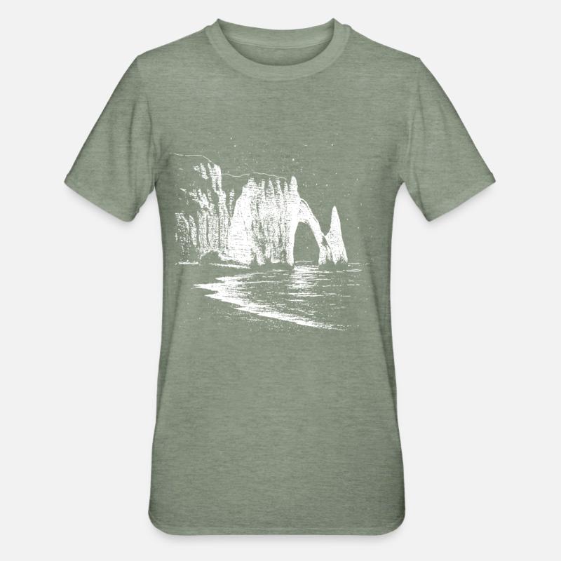 Nuit étoilée sur Étretat - T-shirt polycoton Unisexe - vert kaki chiné