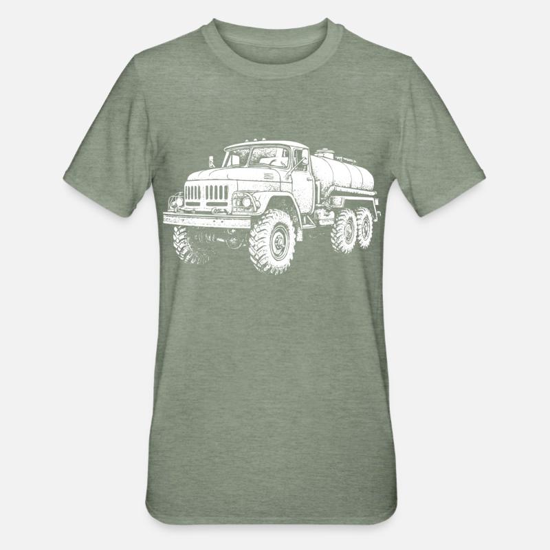 Schwerlast-Koloss Retro - Unisex Polycotton T-Shirt - Militärgrün meliert