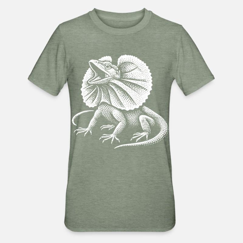 Curled Dragon Lizard - Unisex Polycotton T-Shirt - heather military green