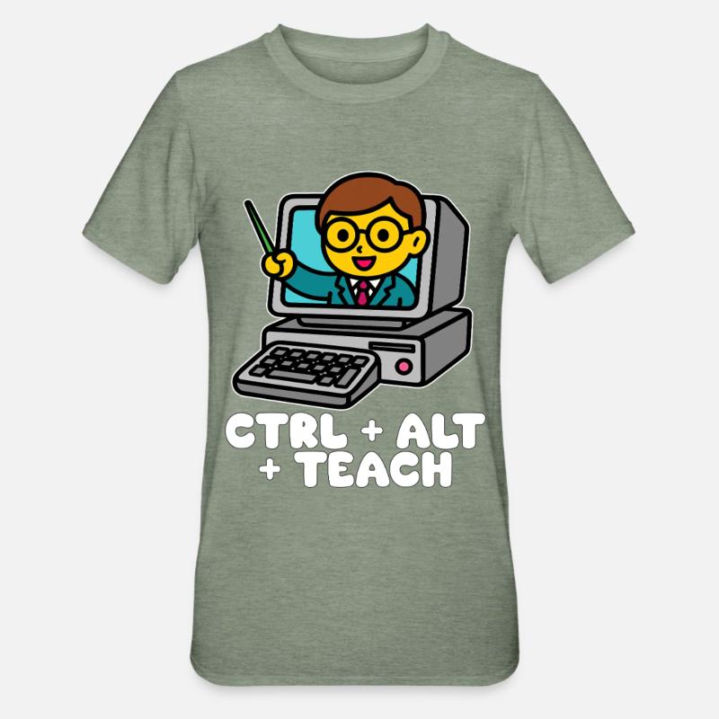 CTRL + ALT + TEACH - CADEAU ENSEIGNANT - T-shirt polycoton Unisexe - vert kaki chiné