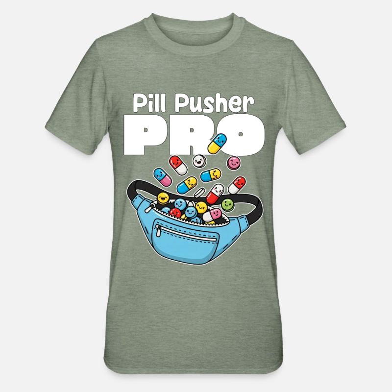 PILL PUSHER PRO - KRANKENSCHWESTER GESCHENK - Unisex Polycotton T-Shirt - Militärgrün meliert