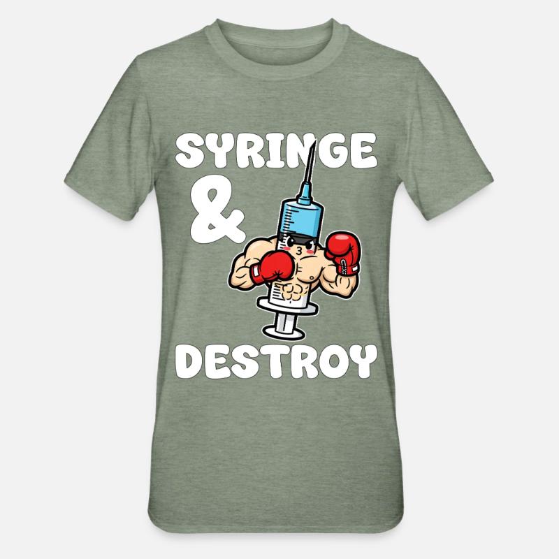 SPRITZEN UND ZERSTÖREN - KRANKENSCHWESTER GESCHENK - Unisex Polycotton T-Shirt - Militärgrün meliert