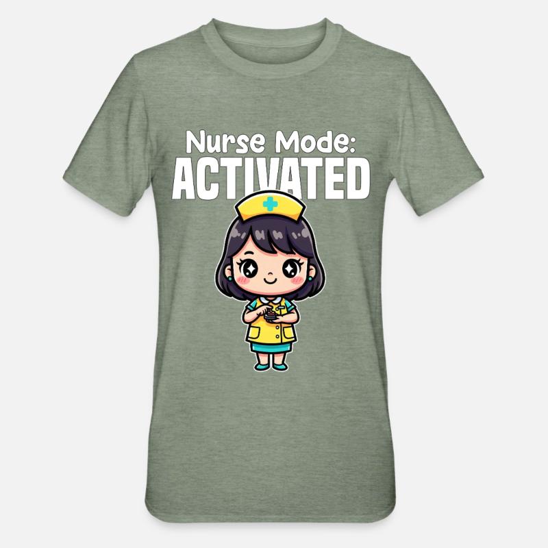 KRANKENSCHWESTER-MODUS AKTIVIERT - SCHWESTER-GESCHENK - Unisex Polycotton T-Shirt - Militärgrün meliert
