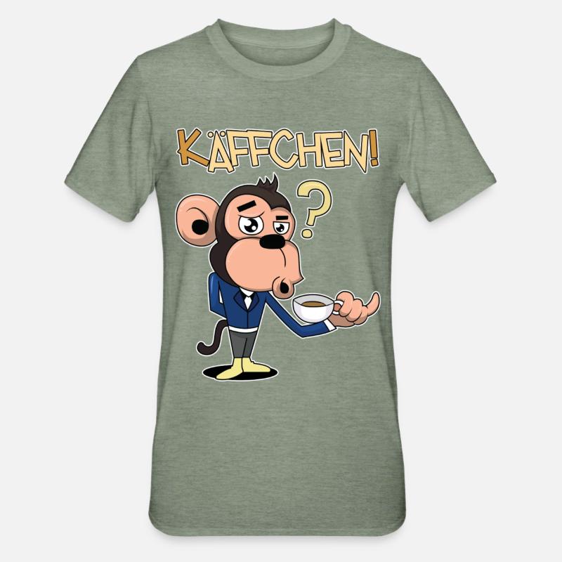 Käffchen, bitte! - Unisex Polycotton T-Shirt - Militärgrün meliert