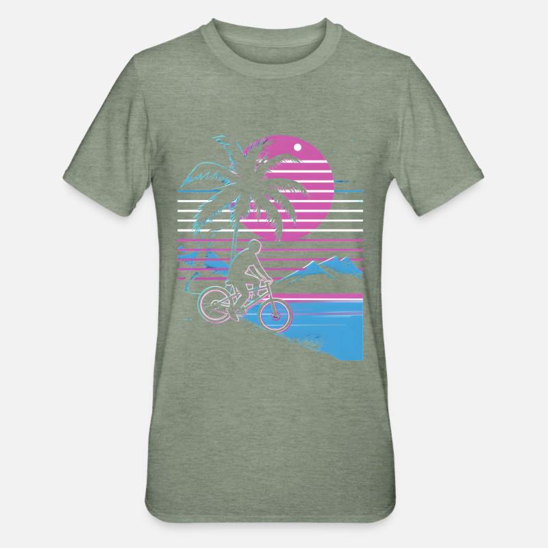 VTT Synthwave - T-shirt polycoton Unisexe - vert kaki chiné