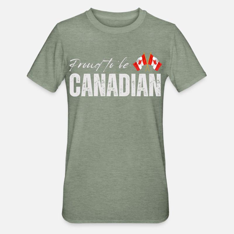 Drapeau du Canada, fierté canadienne - T-shirt polycoton Unisexe - vert kaki chiné