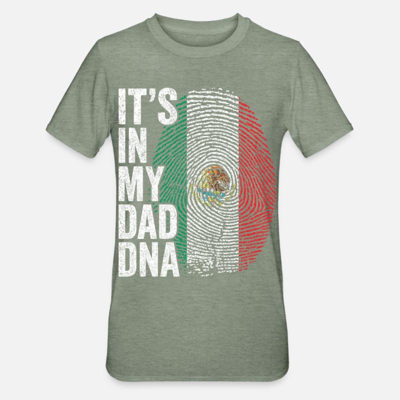 Drapeau Mexique Empreinte Papa Mexicain - T-shirt polycoton Unisexe - vert kaki chiné