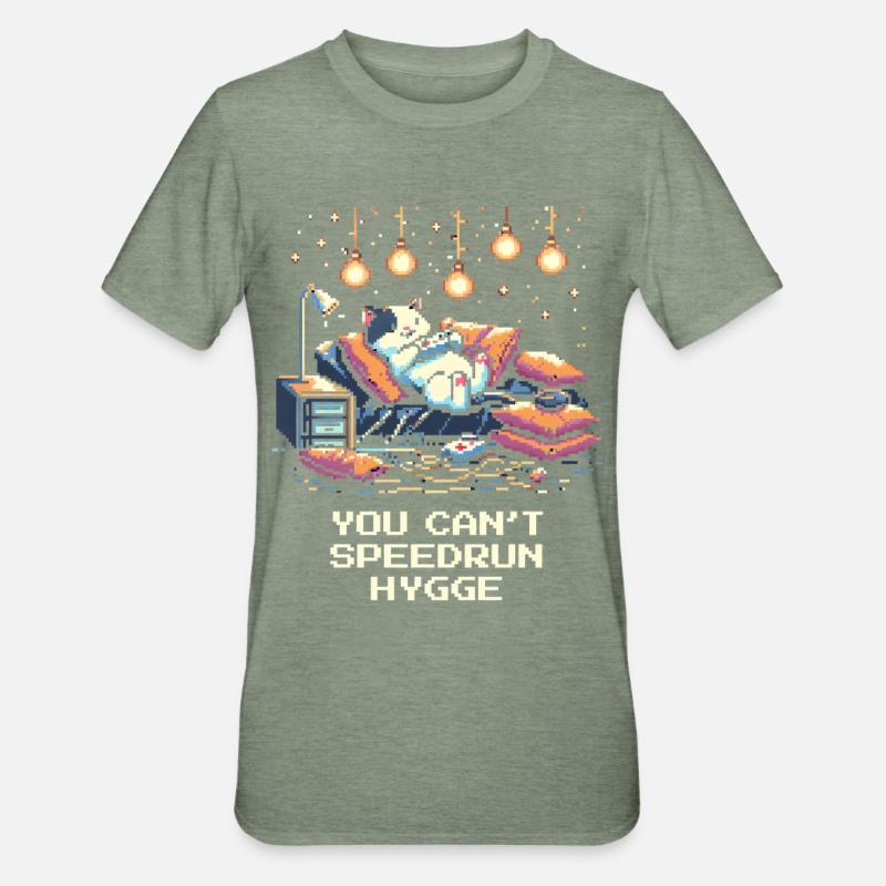 Pas de speedrun chez Hygge - T-shirt polycoton Unisexe - vert kaki chiné