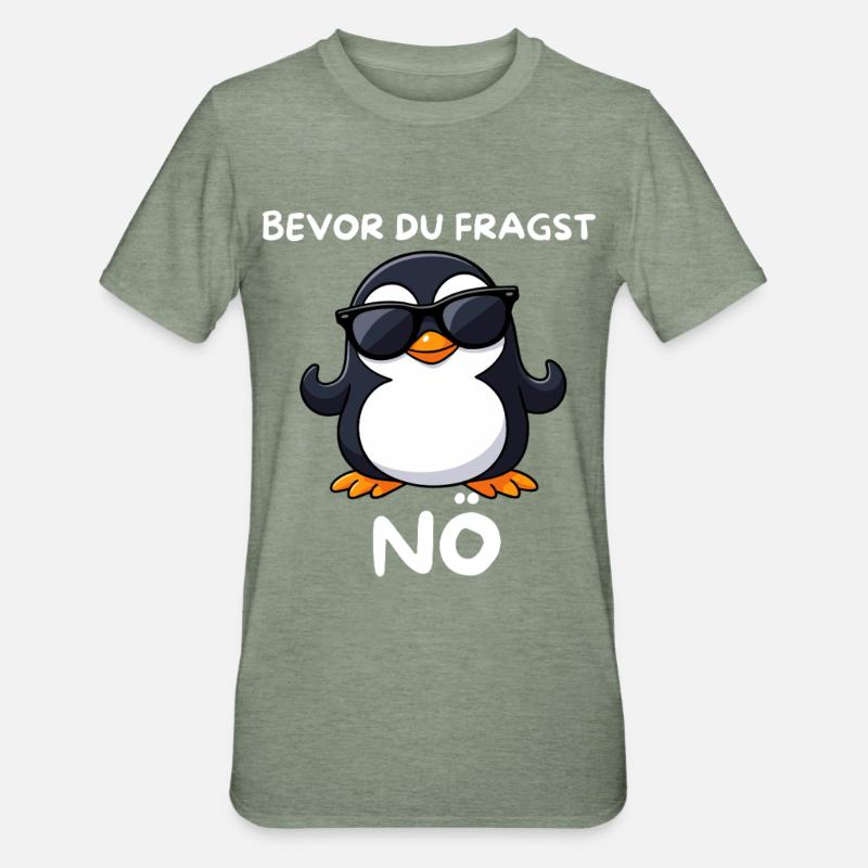 Penguin with sunglasses Lower Austria - Unisex Polycotton T-Shirt - heather military green