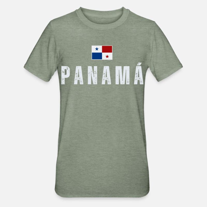 Drapeau du Panama, J’aime le Panama - T-shirt polycoton Unisexe - vert kaki chiné
