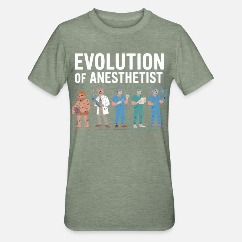 Evolution der Anästhesisten Illustration - Unisex Polycotton T-Shirt - Militärgrün meliert