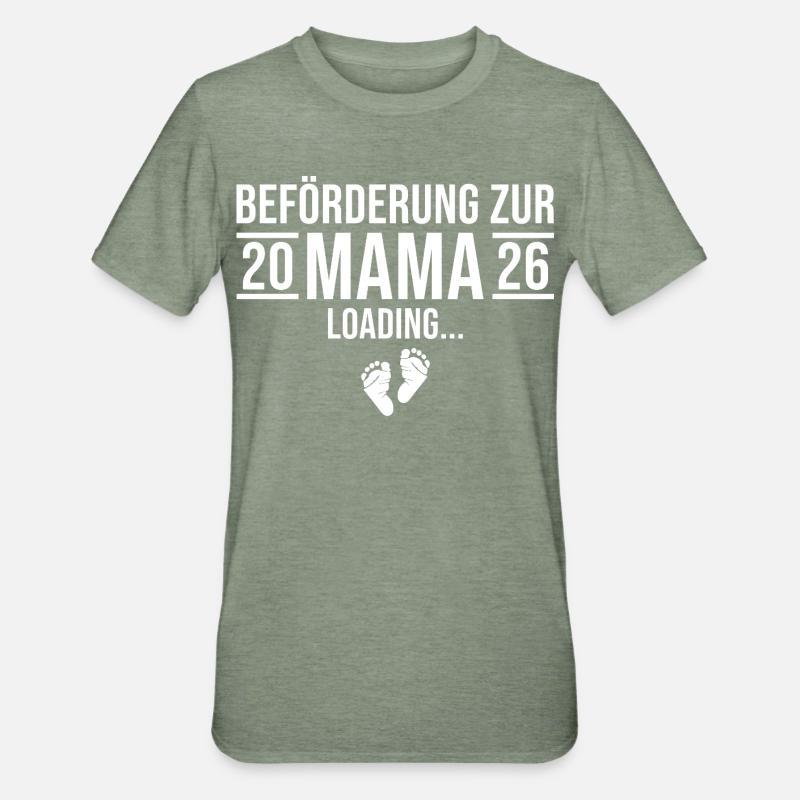 Mama 2026 loading - Expectant mother - Unisex Polycotton T-Shirt - heather military green