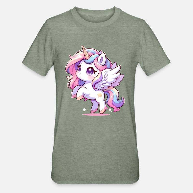 Licorne magique - T-shirt polycoton Unisexe - vert kaki chiné