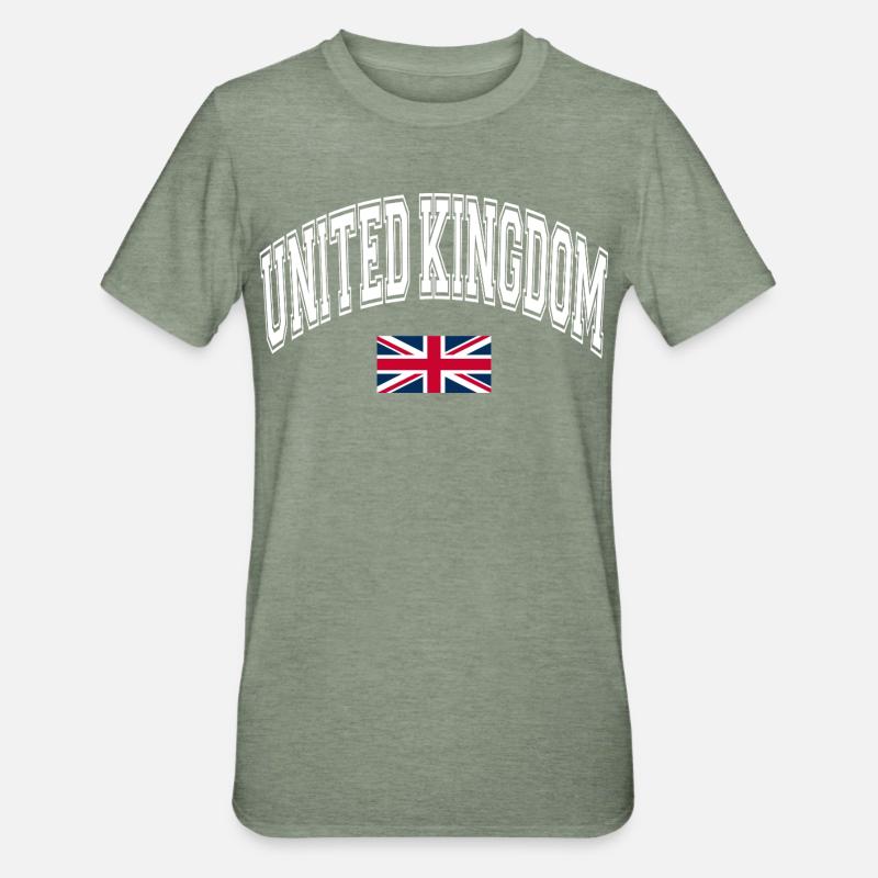 Drapeau du Royaume-Uni - T-shirt polycoton Unisexe - vert kaki chiné