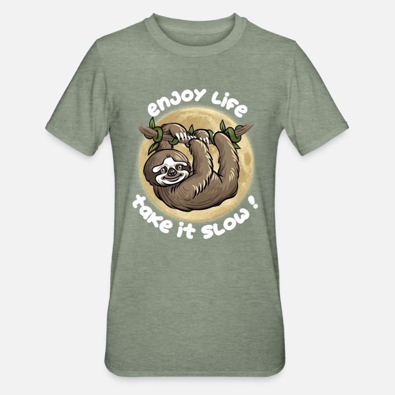Gehen Sie es langsam an! - Unisex Polycotton T-Shirt - Militärgrün meliert