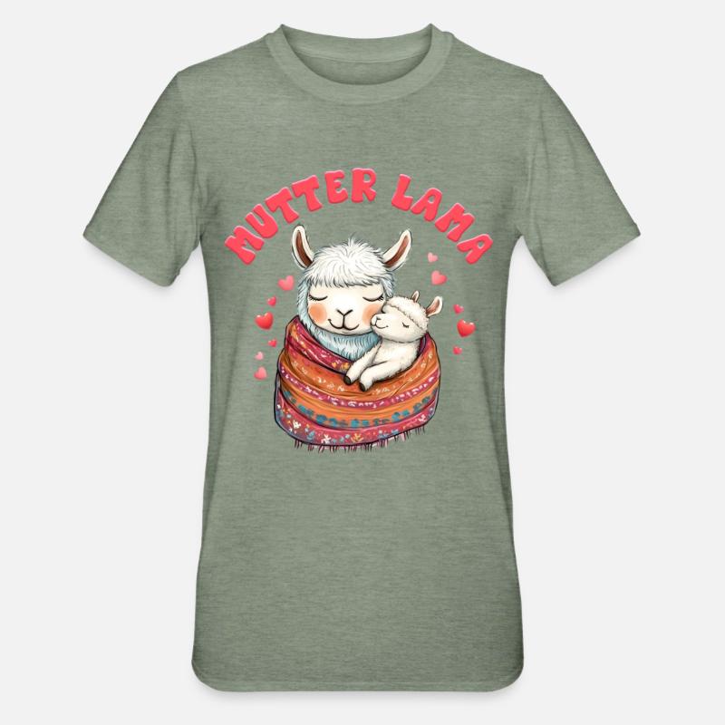 Bald Mama MAMA LLAMA MUTTER Lustiges - Unisex Polycotton T-Shirt - Militärgrün meliert