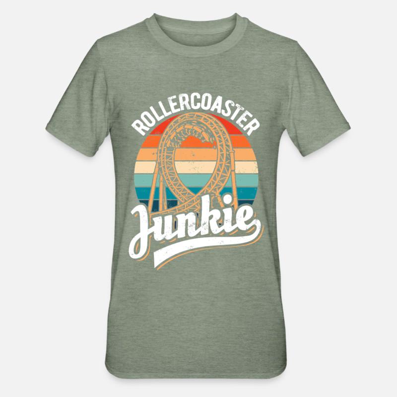 Rollercoaster Junkie - Roller Coaster - Boucle - T-shirt polycoton Unisexe - vert kaki chiné