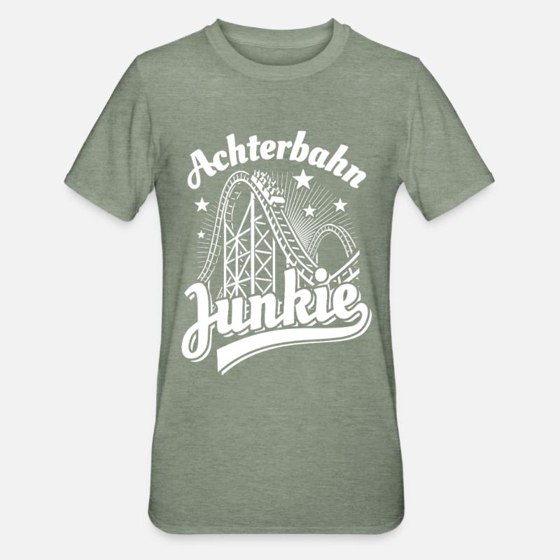 Roller Coaster Junkie - Parc d'attractions - Looping - T-shirt polycoton Unisexe - vert kaki chiné