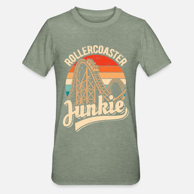 Rollercoaster Junkie - Roller Coaster - Boucle - T-shirt polycoton Unisexe - vert kaki chiné