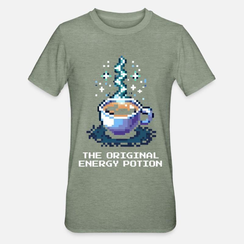 Der originale Energie-Trank | Kaffee - Unisex Polycotton T-Shirt - Militärgrün meliert