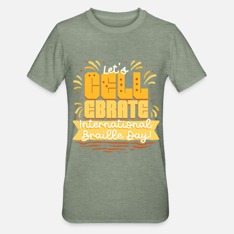 Braille Lehrer Blindenschrift Lets Cell-Ebrate - Unisex Polycotton T-Shirt - Militärgrün meliert