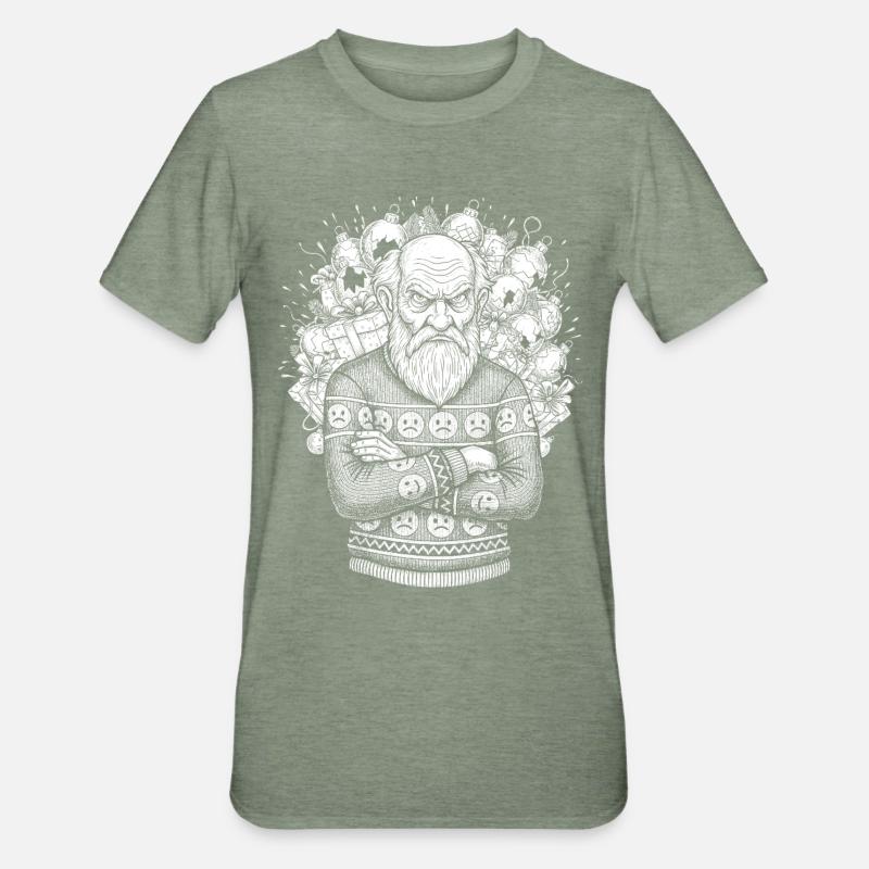 Pull de Noël moche - T-shirt polycoton Unisexe - vert kaki chiné