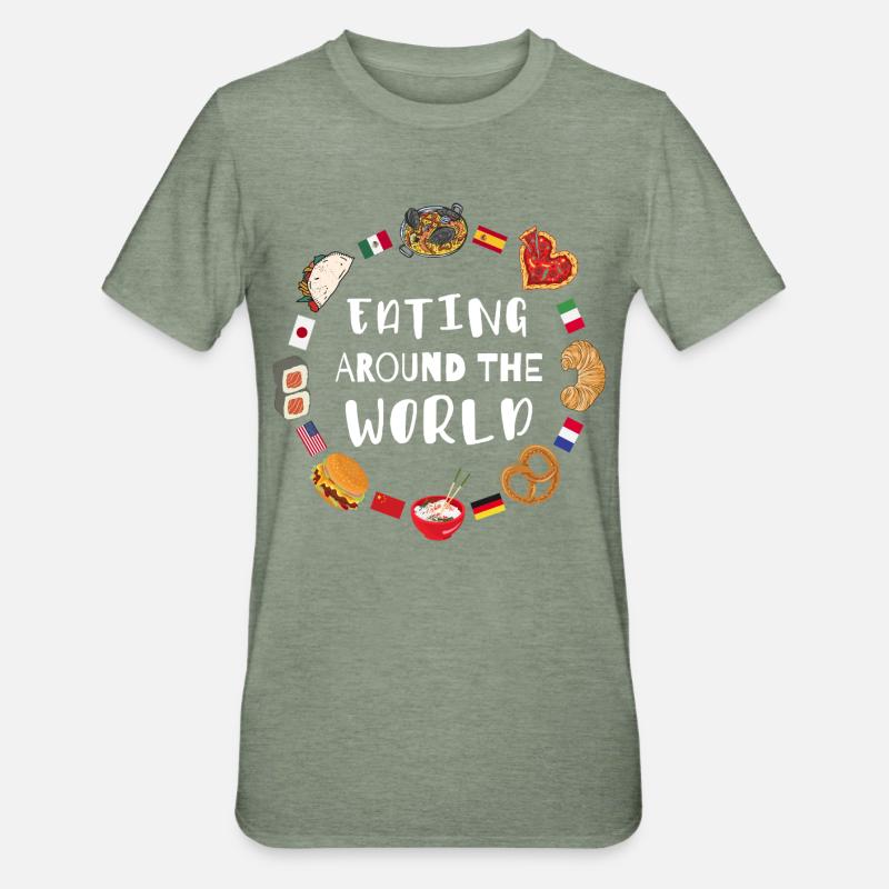 La nourriture dans le monde - T-shirt polycoton Unisexe - vert kaki chiné