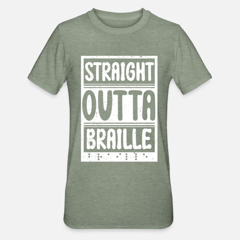 Professeur de Braille Braille Dotum - T-shirt polycoton Unisexe - vert kaki chiné