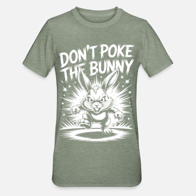 Warning about the aggressive rabbit - Unisex Polycotton T-Shirt - heather military green