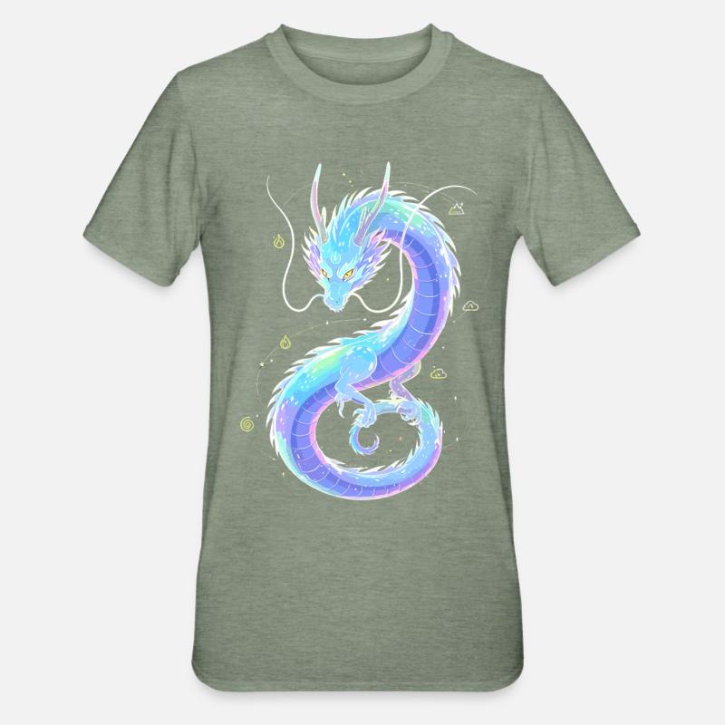 Dragon d’Éther Mystique | Tisserand d’âmes - T-shirt polycoton Unisexe - vert kaki chiné