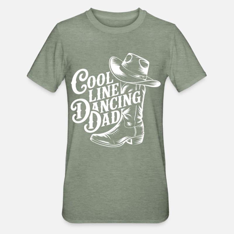 Cool Line Dancing Dad Design - T-shirt polycoton Unisexe - vert kaki chiné