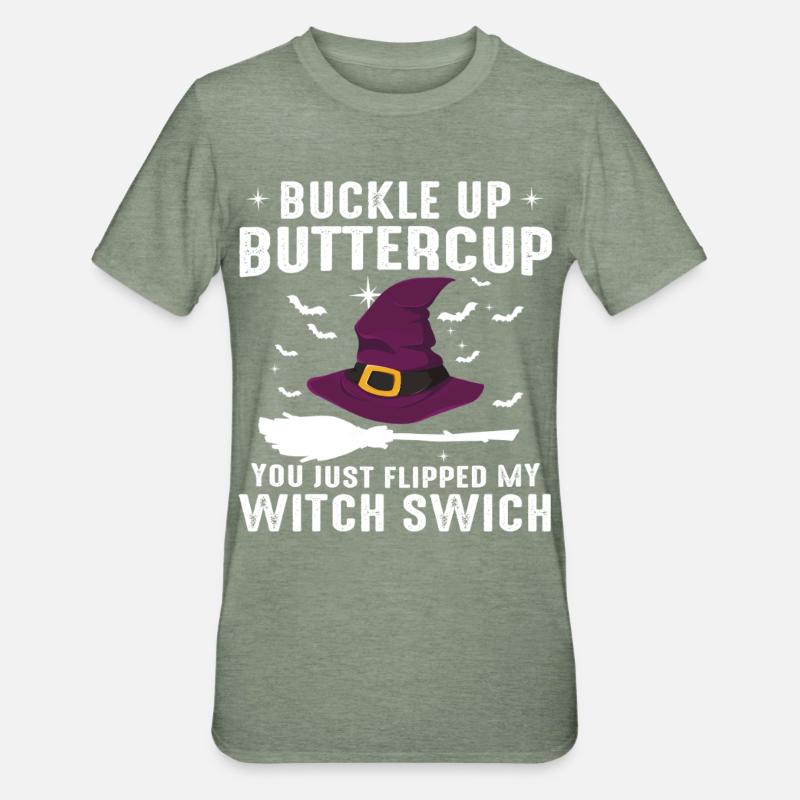 Interrupteur de sorcière Halloween - T-shirt polycoton Unisexe - vert kaki chiné