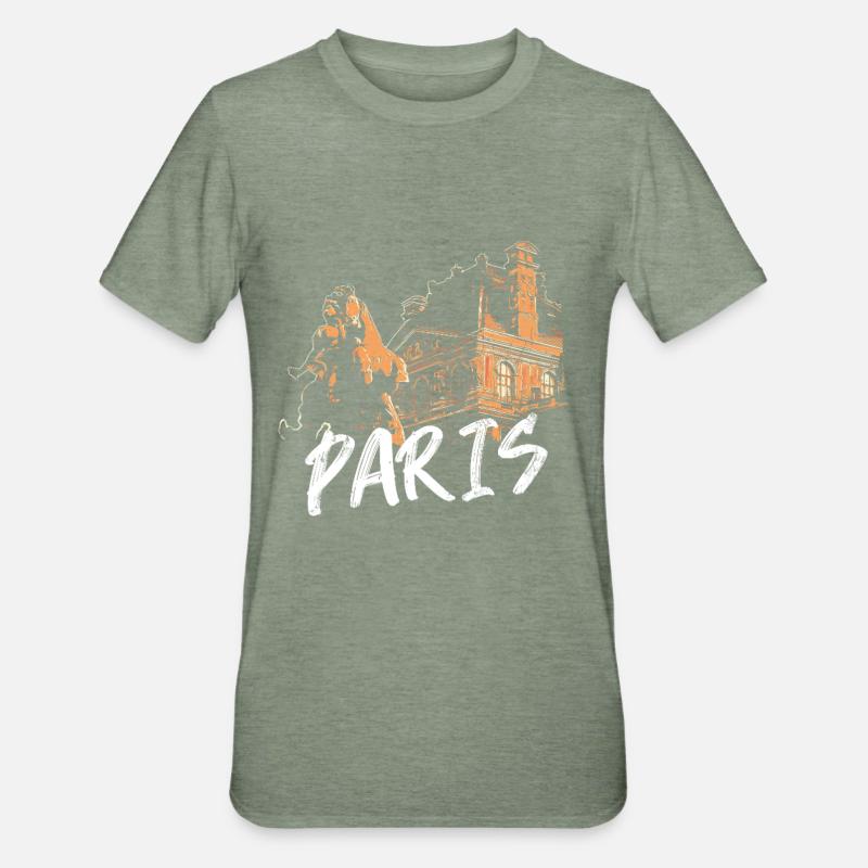 Paris architecture and statue - Unisex Polycotton T-Shirt - heather military green