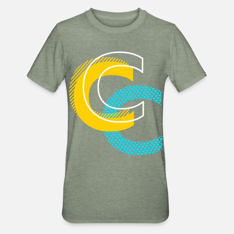 Lettre initiale C - T-shirt polycoton Unisexe - vert kaki chiné