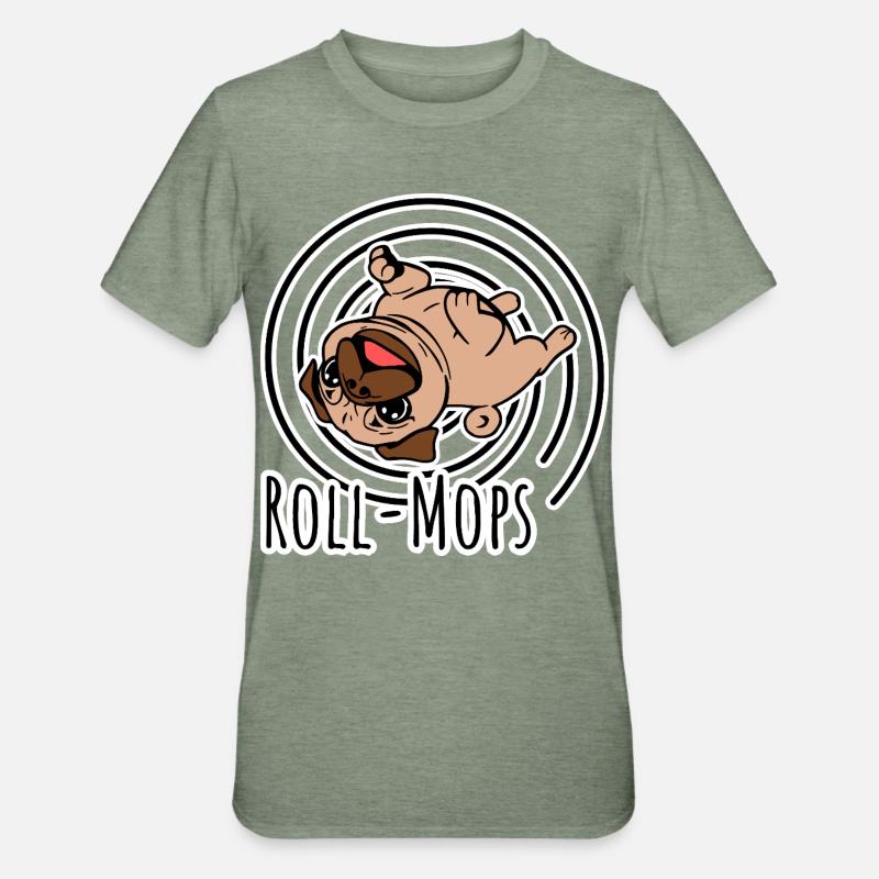 Rolling Pug - A Rolling Pug - Unisex Polycotton T-Shirt - heather military green