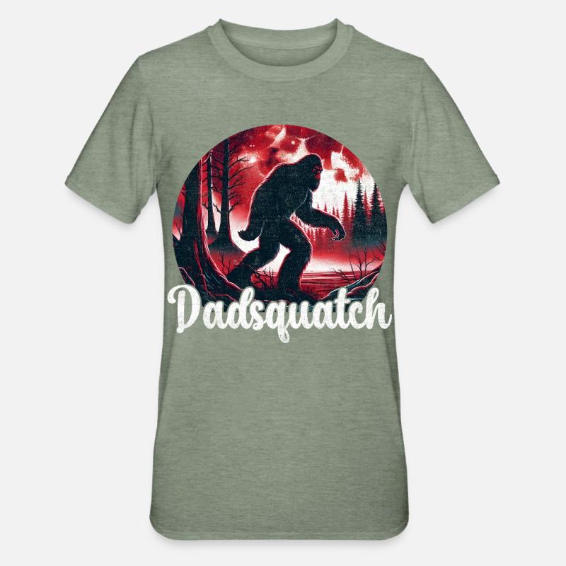 DadSquatch Waldlegende - Unisex Polycotton T-Shirt - Militärgrün meliert