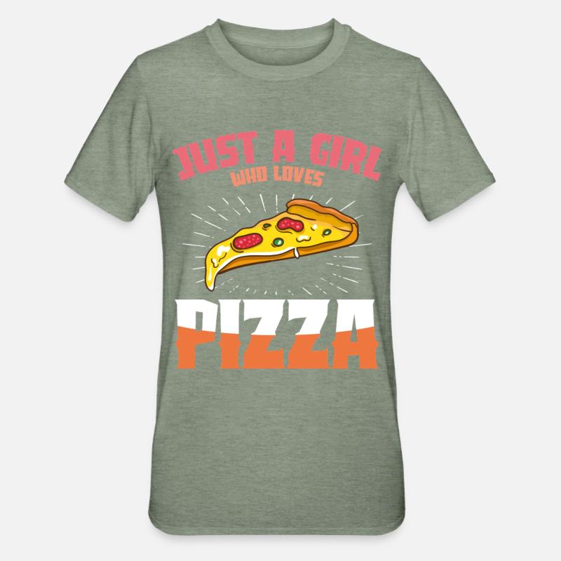 Pizza Liebe Mädchen Design - Unisex Polycotton T-Shirt - Militärgrün meliert