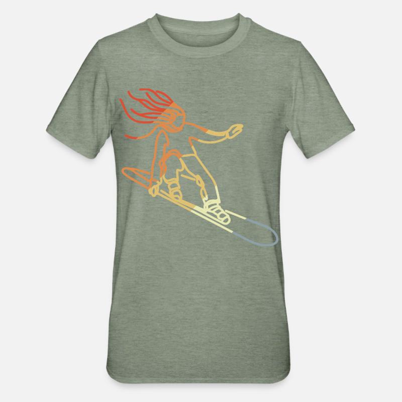 Fille de snowboard rétro - T-shirt polycoton Unisexe - vert kaki chiné