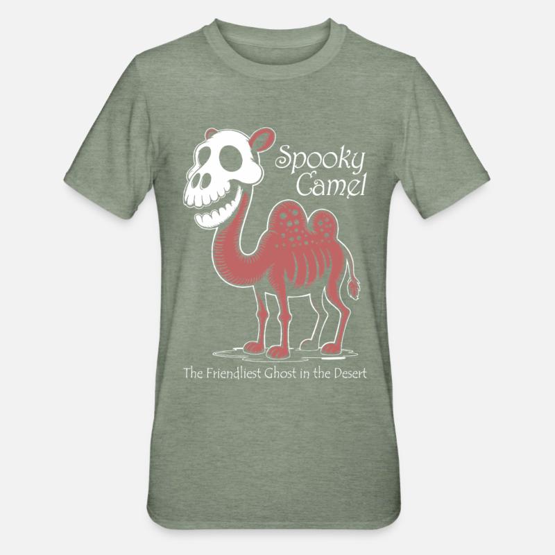 Spooky Camel Ghost in Desert - Unisex Polycotton T-Shirt - heather military green