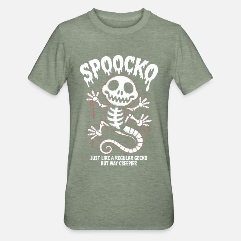 Squelette effrayant Halloween - T-shirt polycoton Unisexe - vert kaki chiné